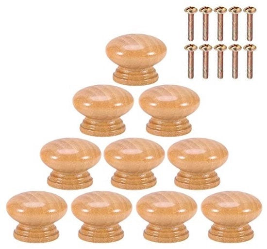 Set di 10 Maniglie in Legno per Mobili - Disponibili in Diverse Dimensioni