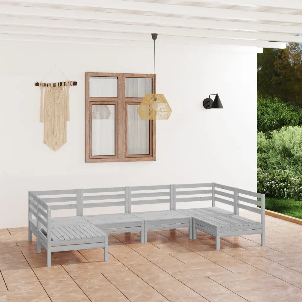 Set Salotto da Giardino 6 pz | Set di Mobili da Esterno in Legno Massello di Pino Bianco