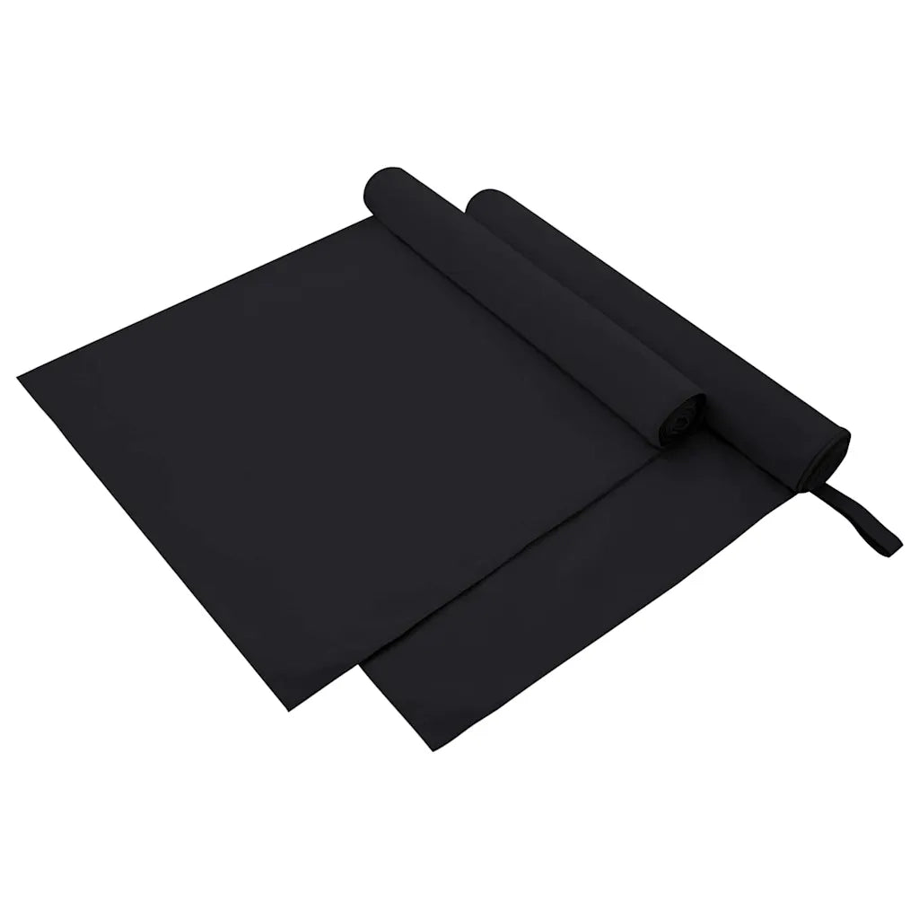 Asciugamani Sportivi 2 pz | Teli per bagno Nero 180 x 90 cm