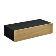Mensola da Parete con Cassetto Integrato 50x24x12 cm - Nero / Effetto Legno [en.casa]