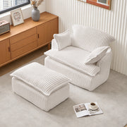 Poltrona con Poggiapiedi ¨C MINIMAL ¨C Tessuto a Coste, Trasformabile, Compatta