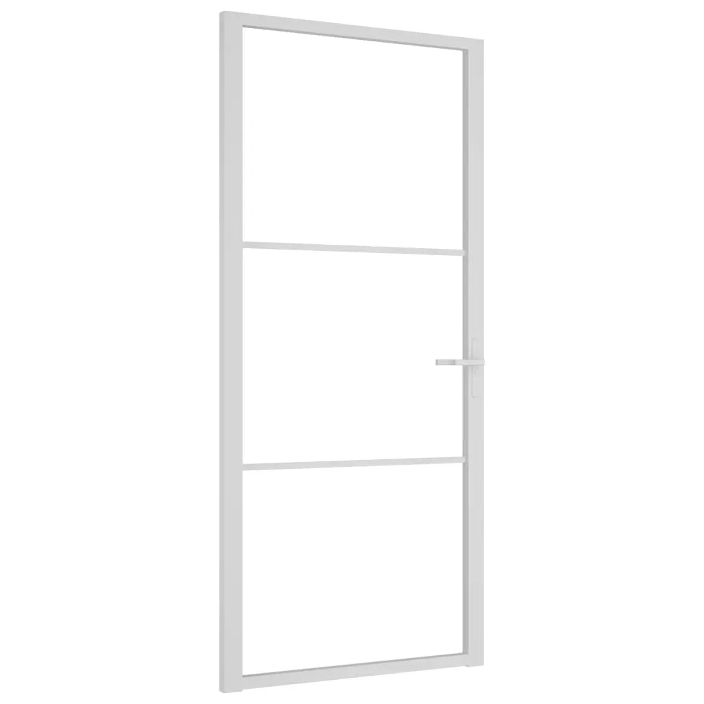 Porta Interna 93x201,5 cm Bianca in Vetro ESG e Alluminio cod mxl 66088