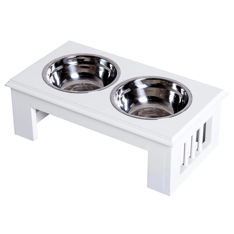 CIOTOLA RIALZATA PER CANI IN ACCIAIO INOSSIDABILE 2 PIATTI 44 X 24 X 15 CM