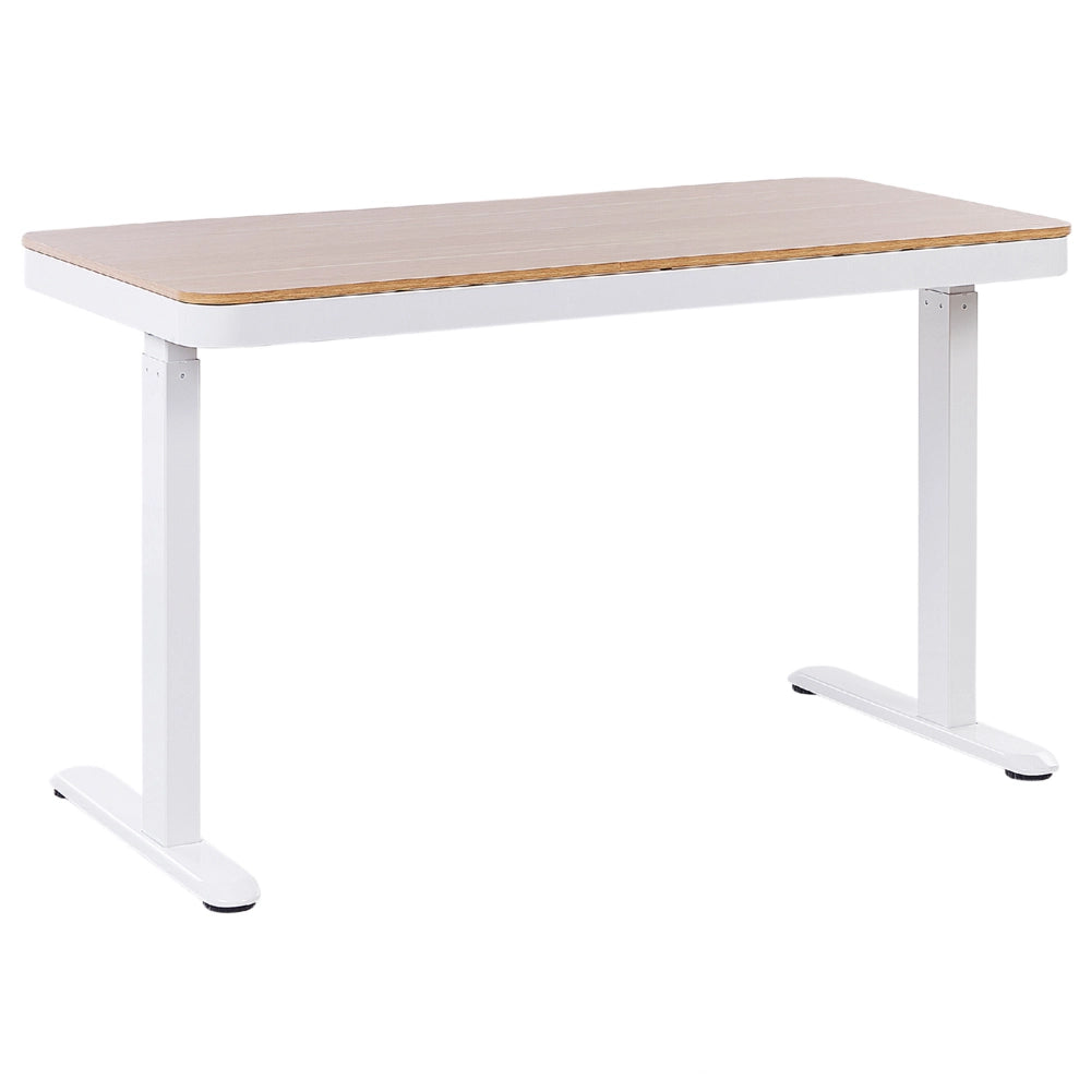Scrivania elettrica ad altezza regolabile legno chiaro e bianco 120x60 cm ufficio studio lavoro