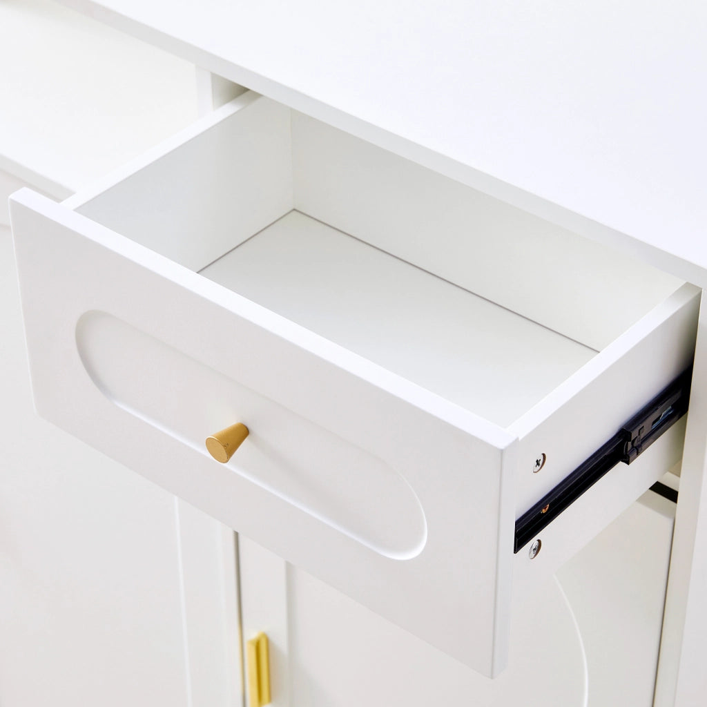 Credenza multiuso con 1 cassetto e 3 ante, struttura in truciolare, finitura bianca, 120 x 35 x 92 cm
