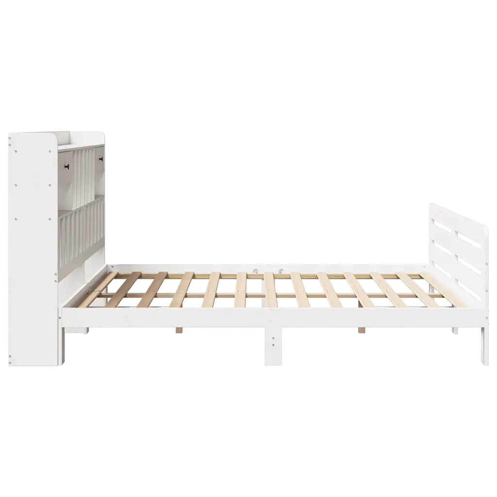 Letto matrimoniale | Letto per adulti | Giroletto con Libreria senza Materasso 180x200 cm in Legno Pino
