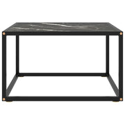 Tavolino da salotto | Tavolino da caff¨¨ | Tavolino da Soggiorno Nero con Vetro Marmo Nero 60x60x35 cm