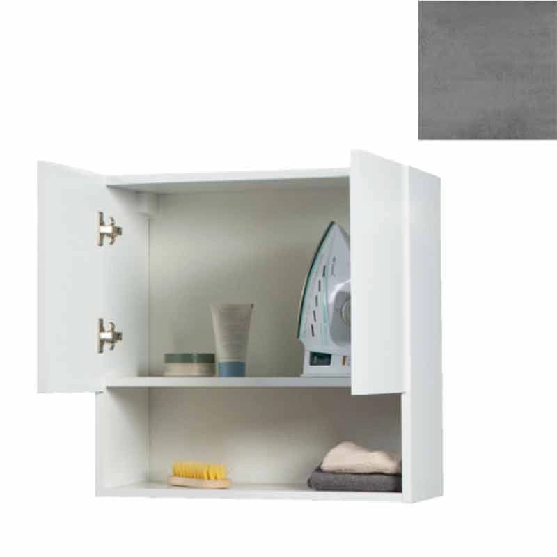 Pensile Bagno Lavanderia con 2 Ante e Vano a Giorno 57,5x27x58 cm in Nobilitato Grigio Cemento