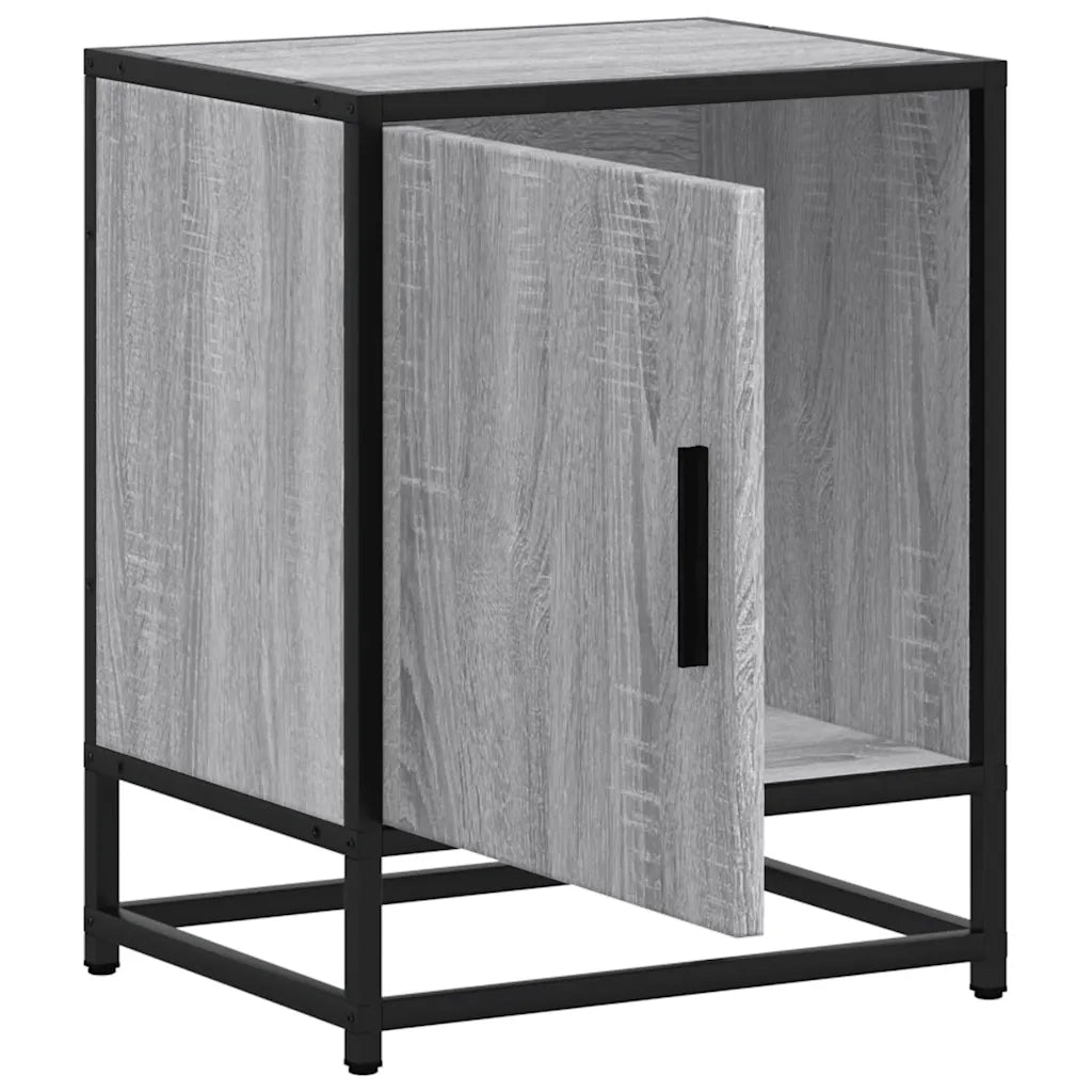 Comodini 2pz Grigio Sonoma 40x31x50cm Legno Multistrato Metallo 848716