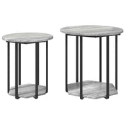 Set tavolini con lo scaffale 2 pz | Tavolo laterale Grigio