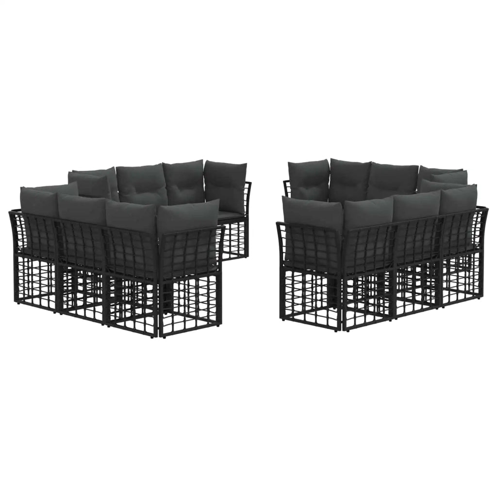 Set di divani da esterno Nero Poliestere