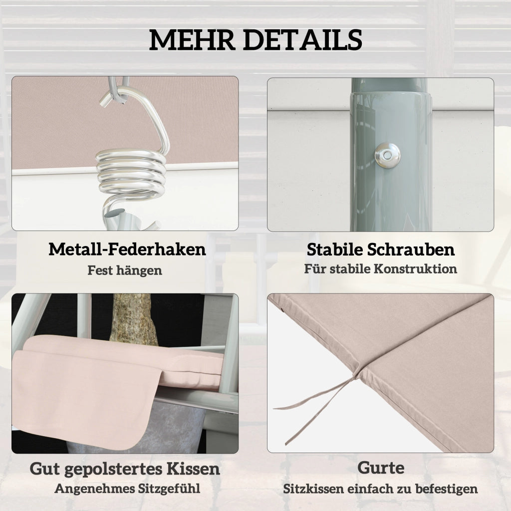 Altalena da giardino 2 posti con tettoia ¨C zephmum ¨C beige 175x112x158 cm