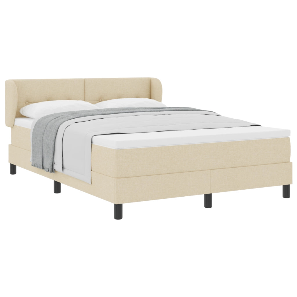 Letto con Box Spring e Materasso Panna 140x200 cm Tessuto
