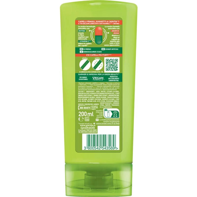 GARNIER FRUCTIS BALSAMO FORTIFICANTE VITAMINE & FORZA CAPELLI FRAGILI SOGGETTI A CADUTA 200 ML
