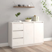 Credenza-Buffet-Armadio da cucina Bianca 111x34x75 cm in Legno Massello di Pino