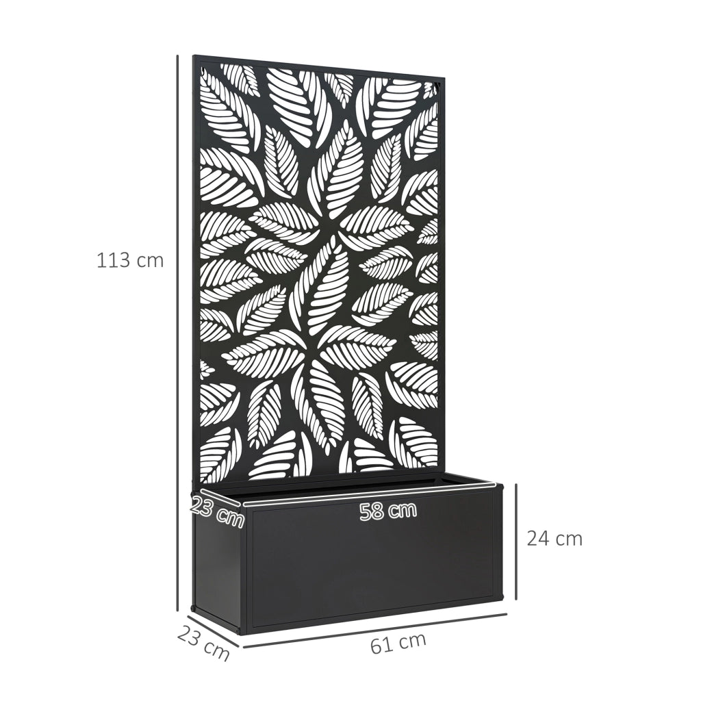 Giardiniera da Parete con Pannello Privacy ¨C Zephmum ¨C Nero 61x23x113 cm