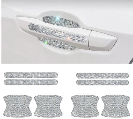 Autodeurgreep Universale - 8 Pezzi - Edelstella - Universale - Autoadesivo - Facile da Installare - Bianco/Rosso-Bianco/ Nero-Bianco/Azzurro-Bianco - Etichetta per Maniglia della Porta