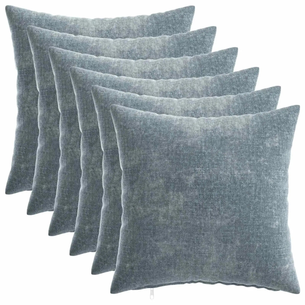 Federa 6 pcs HEERLEN Azzurro 30 x 30 cm Tessuto Chenille 907468