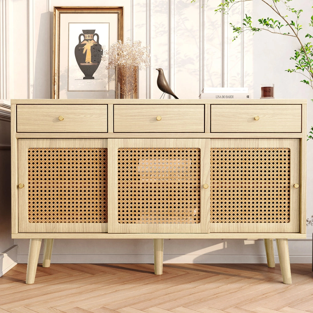 CREDENZA 120x40x78 cm Rovere MDF con 3 cassetti e 3 ante