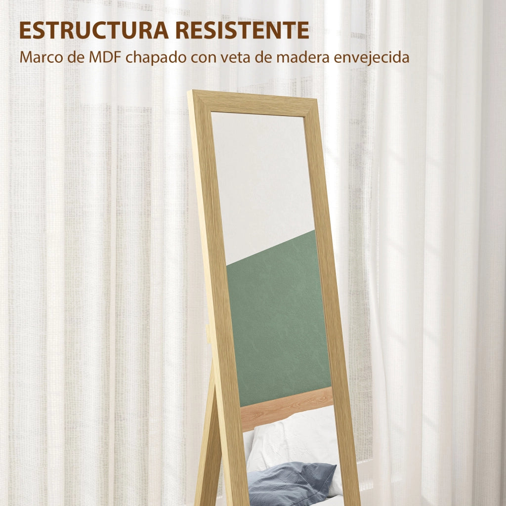 Specchio da parete a grandezza naturale con cornice MDF ¨C zephmum ¨C rovere 157x37 cm