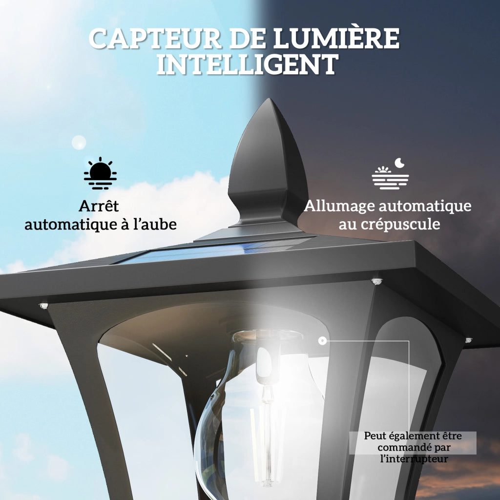 Lampada da giardino solare con fioriera ¨C zephmum ¨C nero 160cm