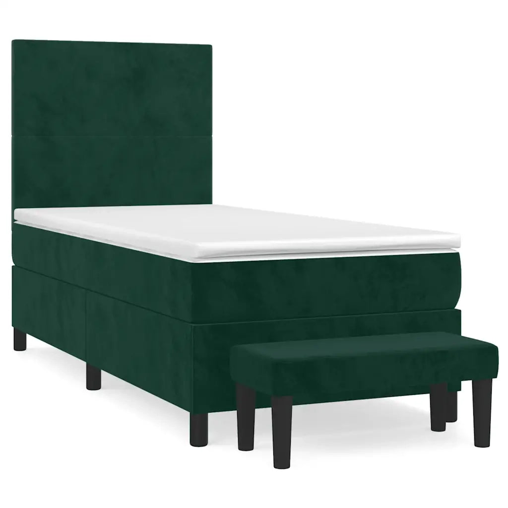 Giroletto a Molle con Materasso Verde Scuro 80x200 cm Velluto