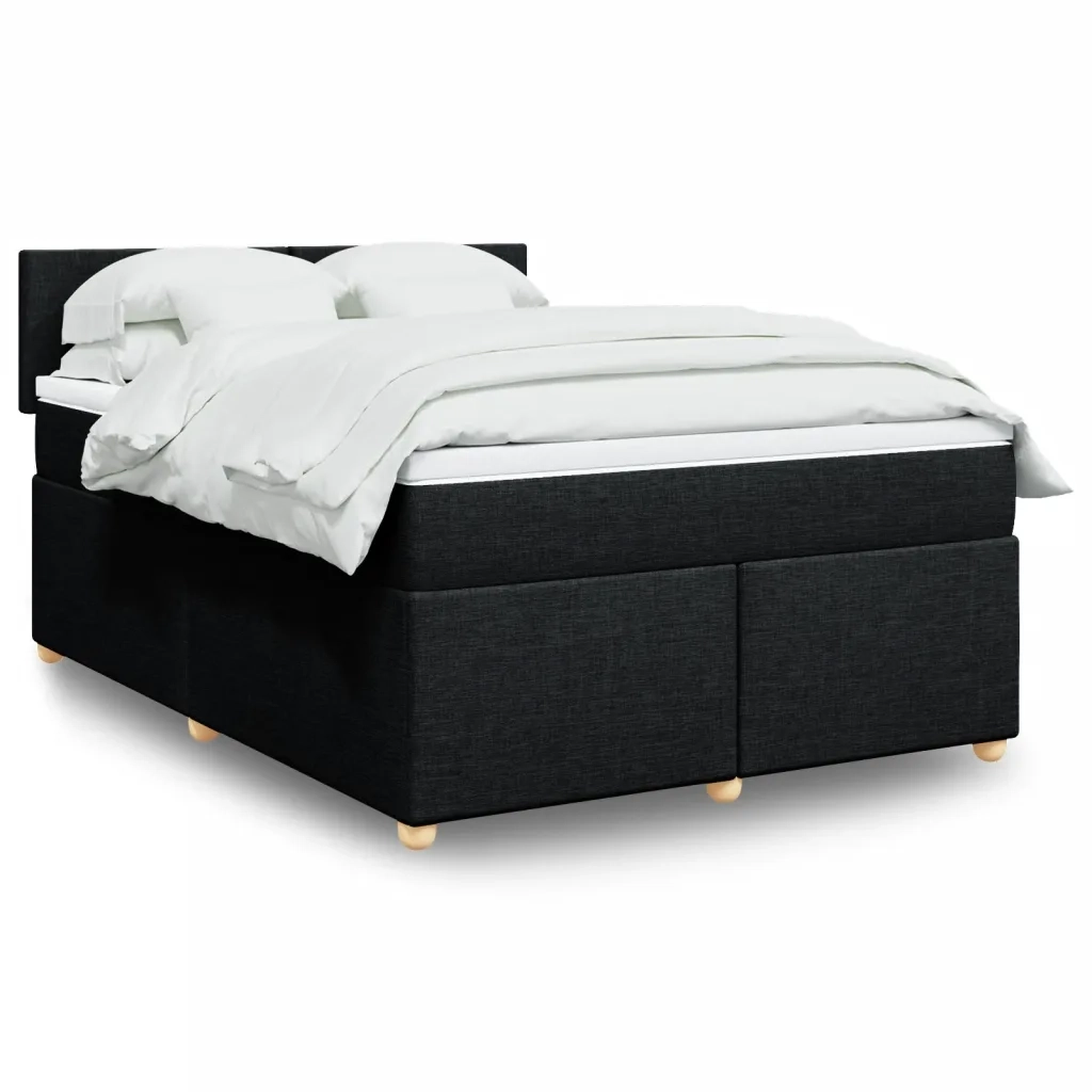 vidaXL Giroletto a Molle con Materasso Nero 160x200 cm in Tessuto