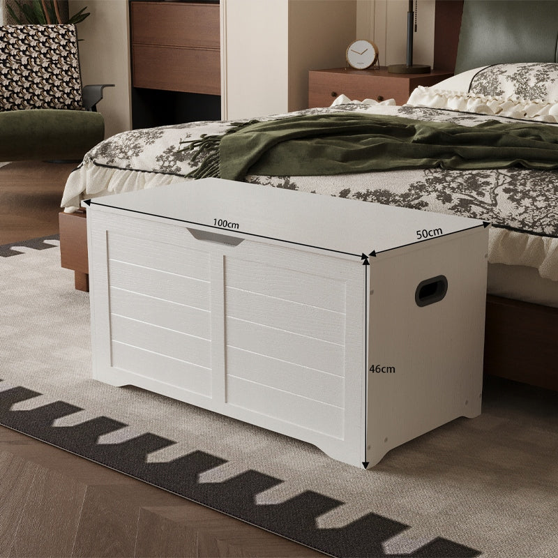 GRANDE CASSA DI LEGNO PER CONSERVARE Coperte BIANCA BAULETTO PER BIANCHERIA DA LETTO