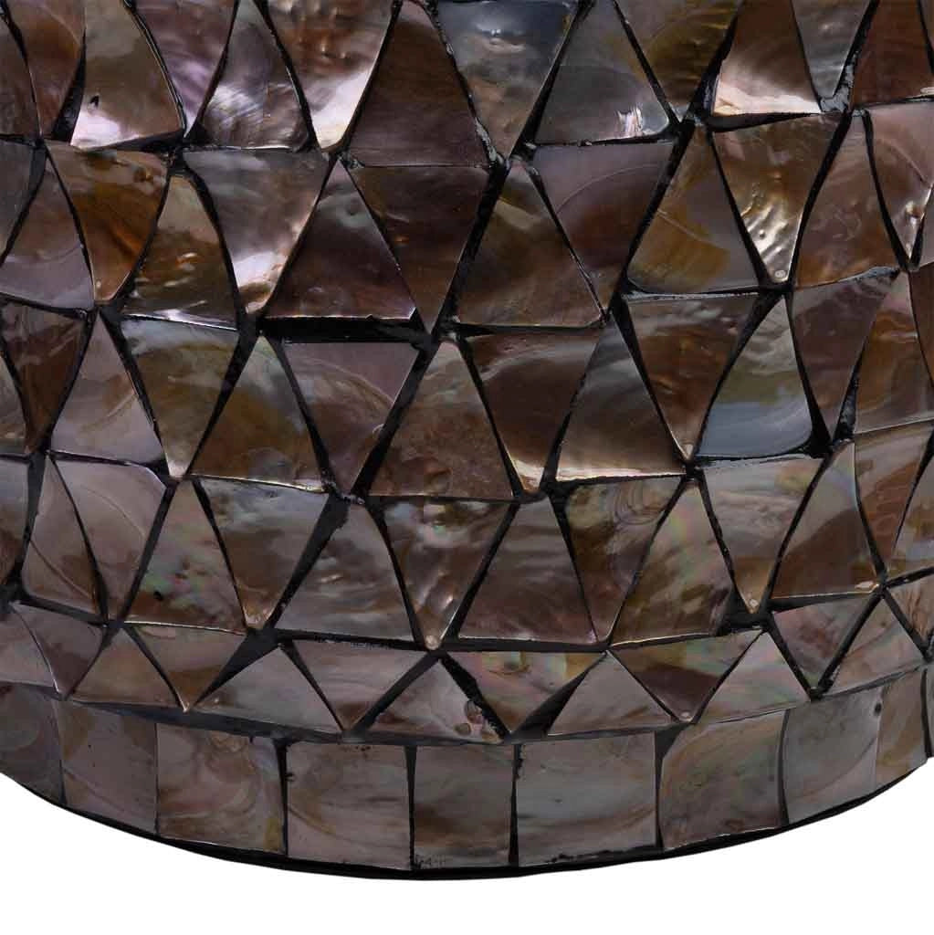 Tavolino in legno e madreperla marrone D40x51/7