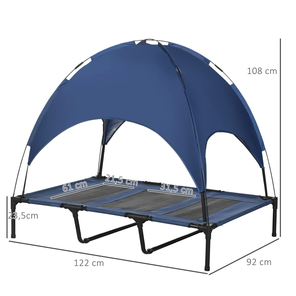 Cuccia per Cani Esterno con Baldacchino ¨C Zephmum ¨C Blu e Nero 122x92x108 cm