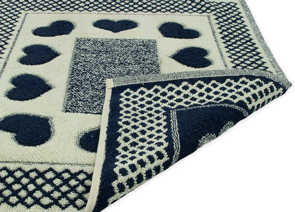 Tappeto Bagno Doccia Spugna Tappetino Assorbente Cotone Pelo Corto Mod. Love O.B - 45x60 - Blu