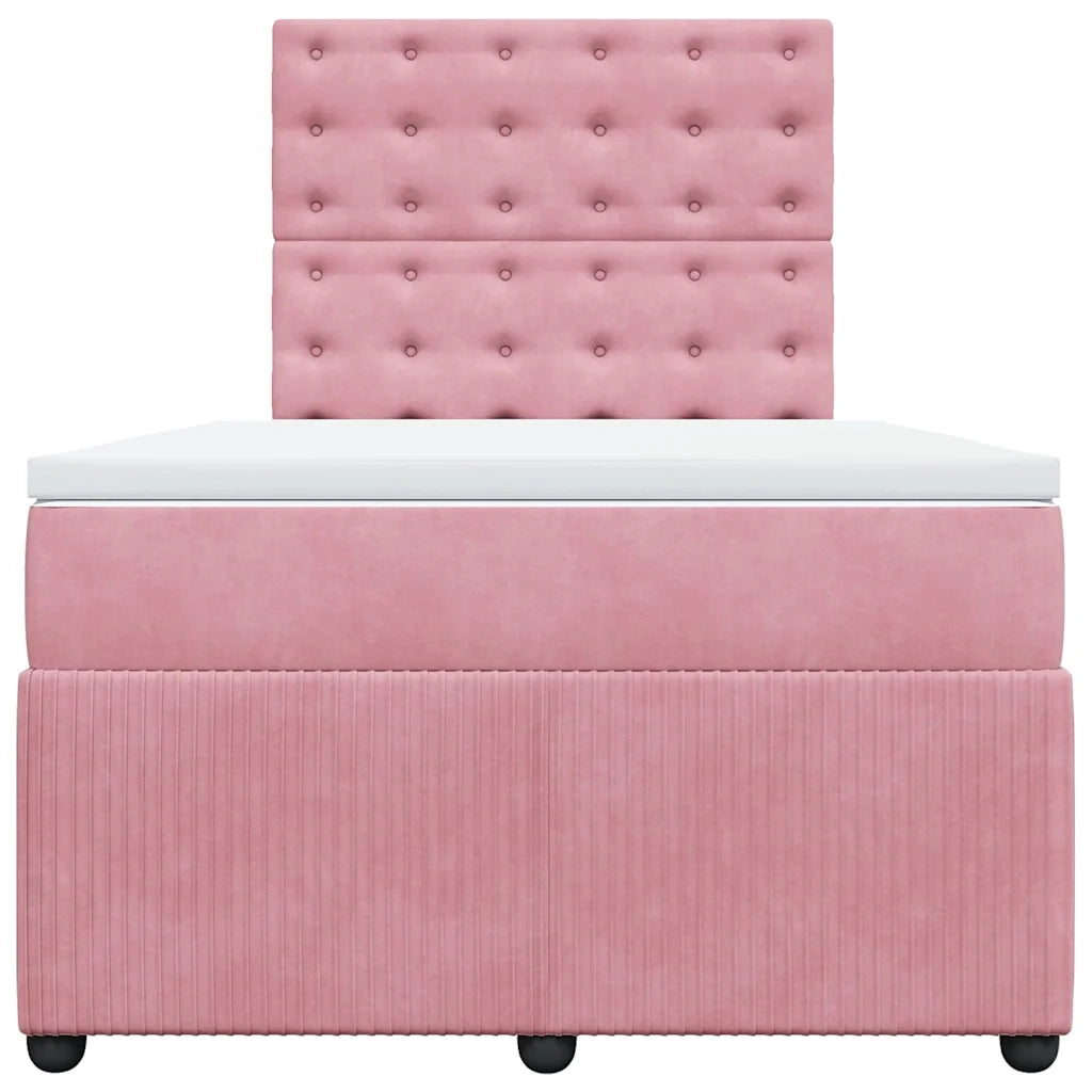 Giroletto a Molle con Materasso Rosa 120x190 cm in Velluto 3292303