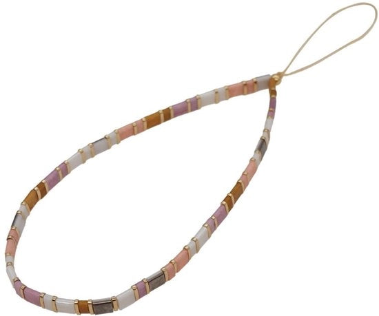 Catenella boho per telefono - Hanger per telefono - Perle - Accessori per telefono - Collana per telefono - Lunghezza 28 cm + 5 cm cordoncino