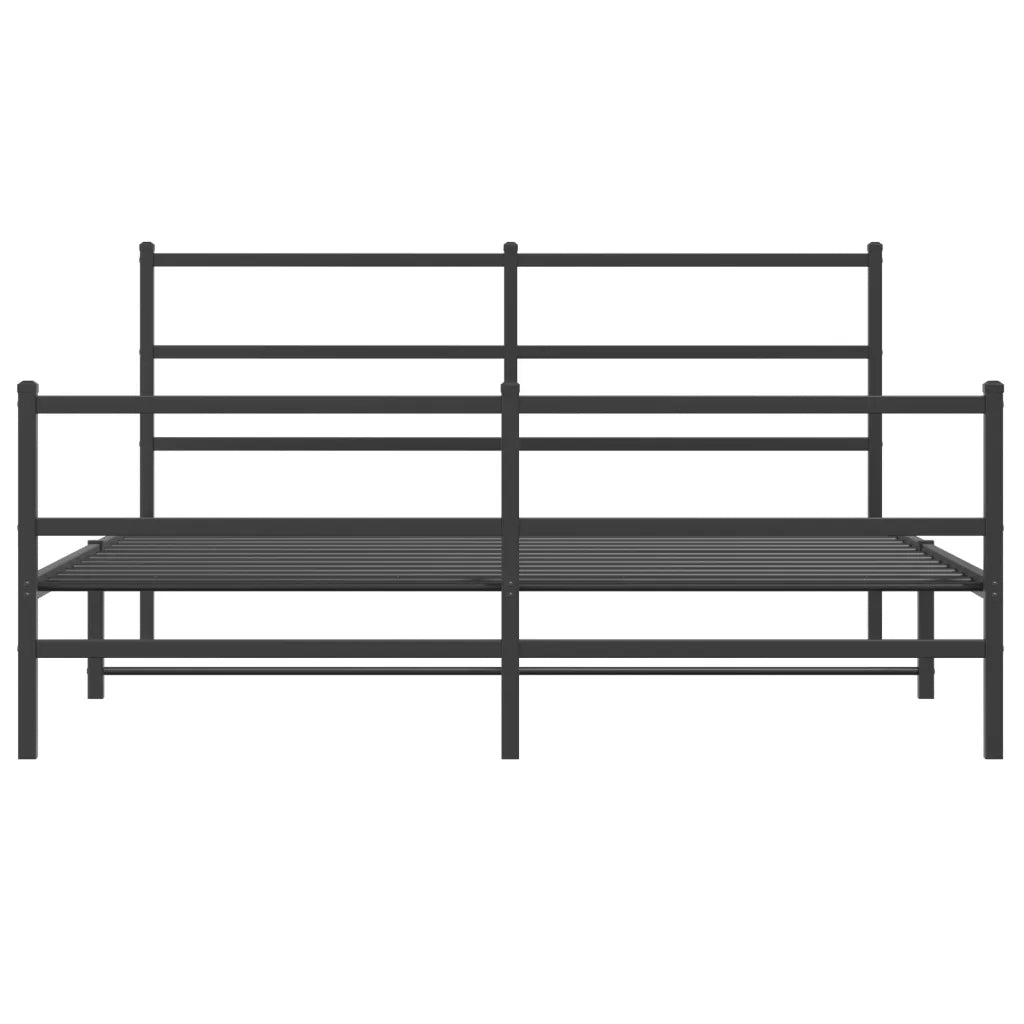 Letto matrimoniale | Letto per adulti | Giroletto con Testiera e Pediera Metallo Nero 160x200 cm