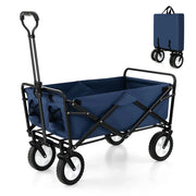 Carrello pieghevole 94 x 52 x 76-100 cm grande capacità 82 l e 2 portabottiglie in metallo blu navy 20_0011388
