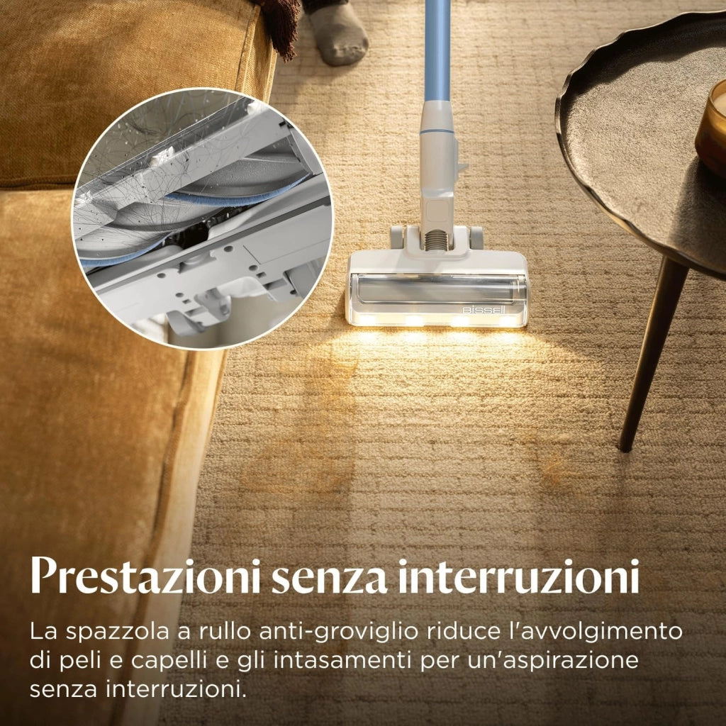 Bissell PowerClean, aspirapolvere, motore da 200 W, luci a LED, spazzola a rullo anti-groviglio, aspirapolvere 3 in 1, design autoportante, filtro HEPA, batteria rimovibile da 2000 mAh, 40 min, 4261N