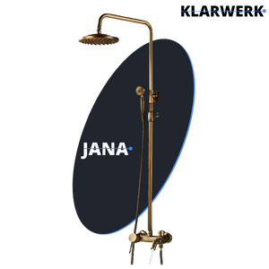 JANA | Set doccia vintage ottone non laccato in acciaio inox | Miscelatore doccia dal design retrò | Miscelatore doccia completo di doccetta