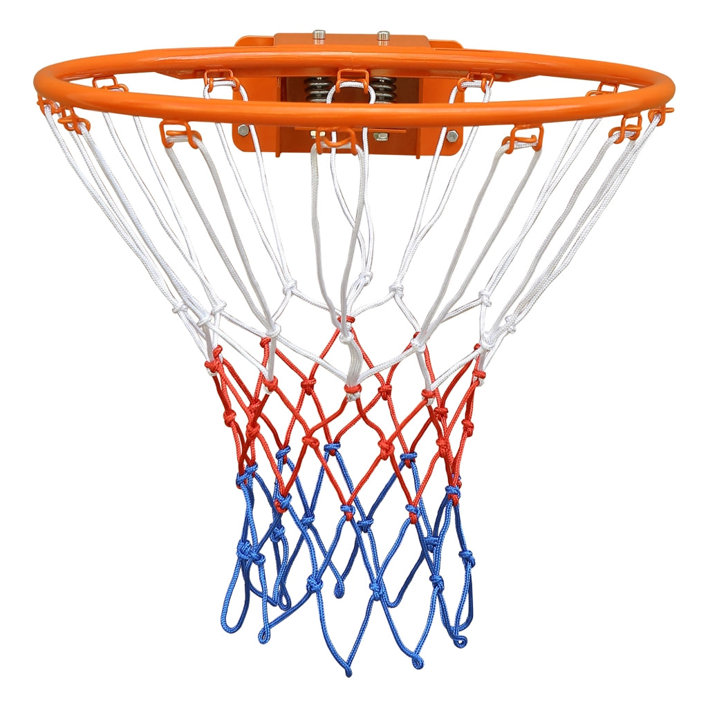 Area giochi cerchio da basket con doppia molla e rete in ferro e nylon arancione 45 cm per uso interno ed esterno