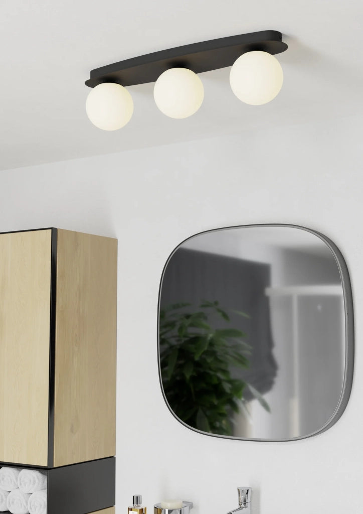 Applique Moderna Castrovido Acciaio Nero Bianco 3 Luci G9 4,2 Ip44