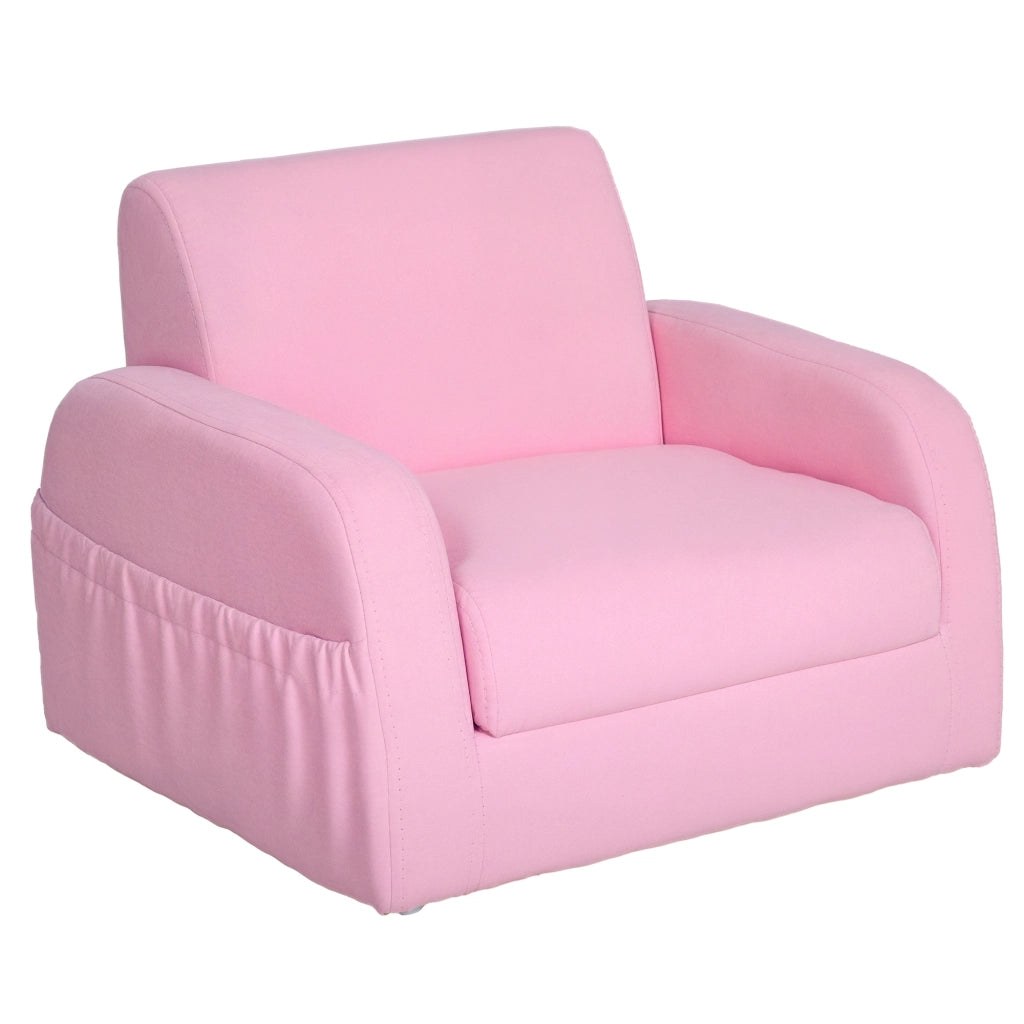 Sedia imbottita per bambini 2 in 1 con braccioli ¨C zephmum ¨C rosa 47x45x38 cm