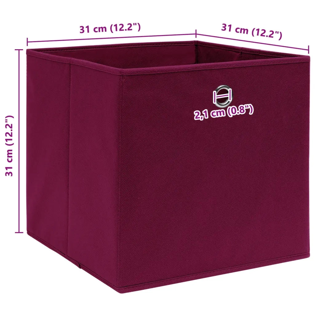 Scatole 4 pz Rosso Scuro 32x32x32 cm in Tessuto cod mxl 52776
