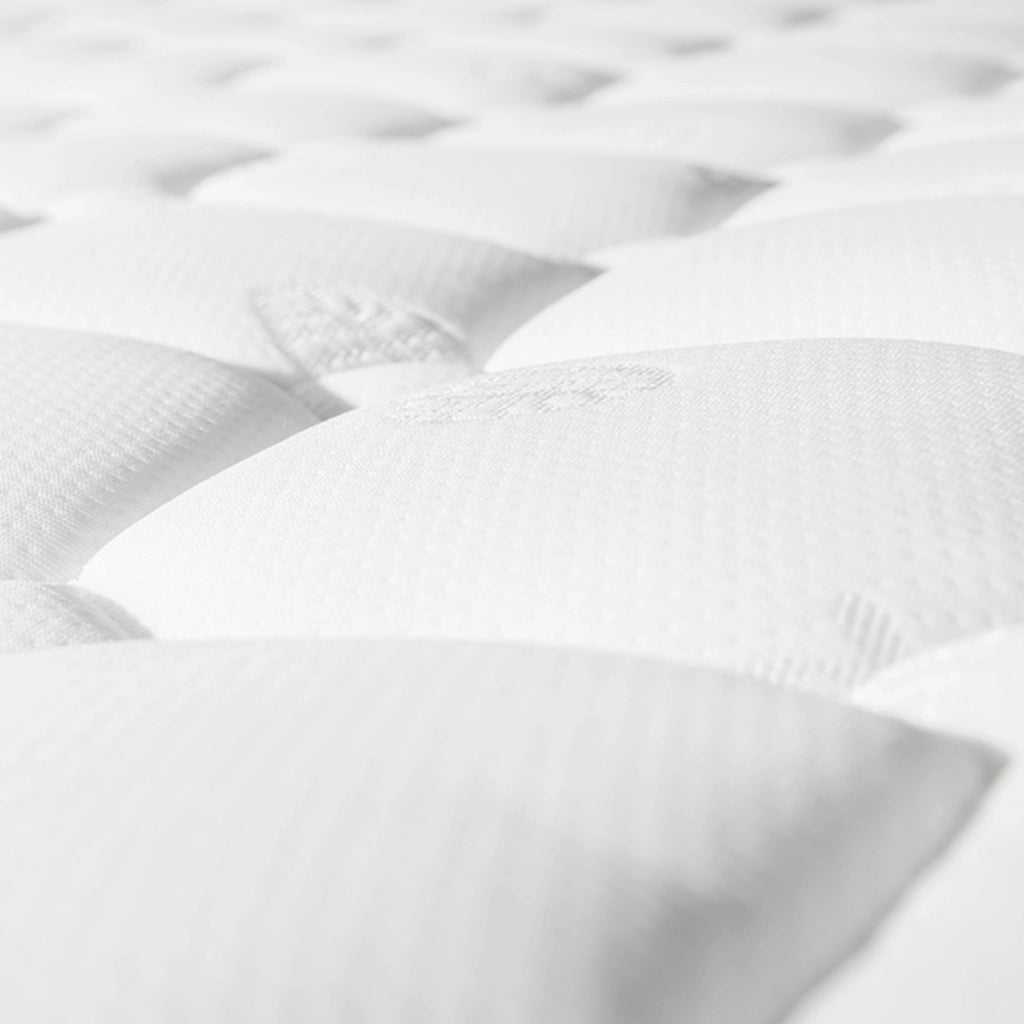 Letto imbottito 90x200 cm con materasso a molle insacchettate, rete a doghe e testiera blu