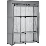 Armadio Guardaroba Portatile con Ripiani e Appendini ¨C zephmum ¨C Grigio 118x49x170 cm