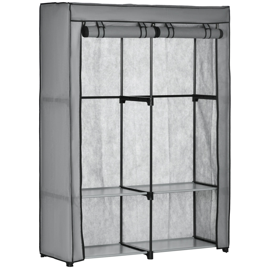 Armadio Guardaroba Portatile con Ripiani e Appendini ¨C zephmum ¨C Grigio 118x49x170 cm