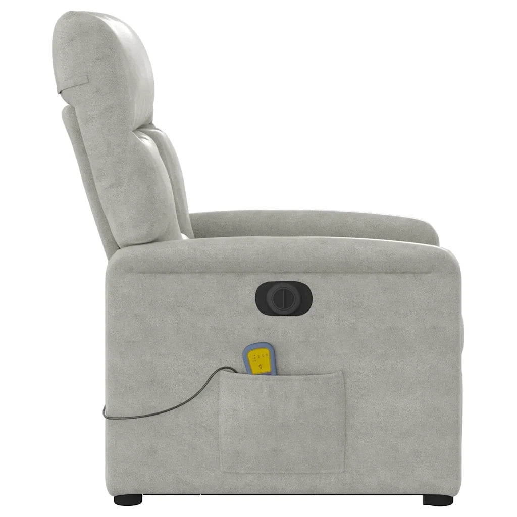 Poltrona a Rialzo Reclinabile Massaggi Grigio Chiaro Microfibra 3303109