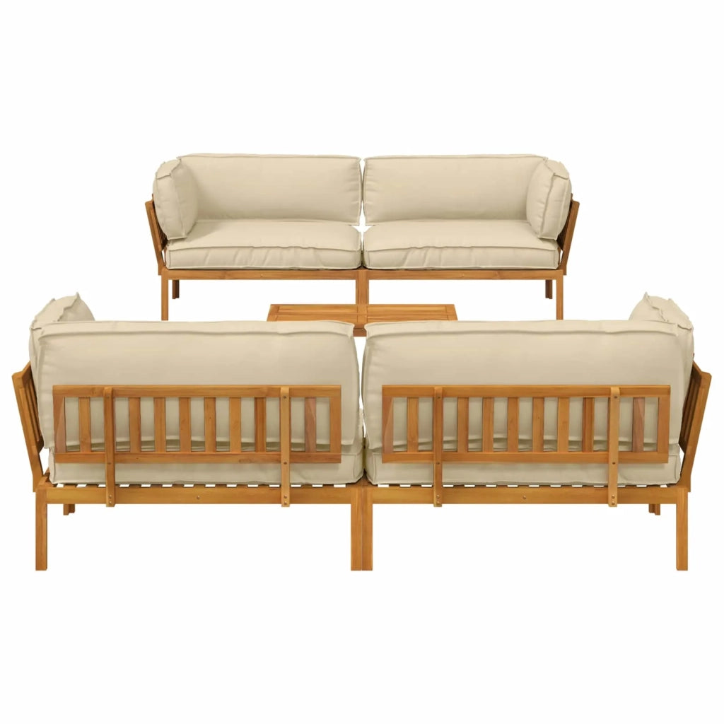 Set di divani con cuscino 5 pcs Beige Legno di Acacia Massello 3418637