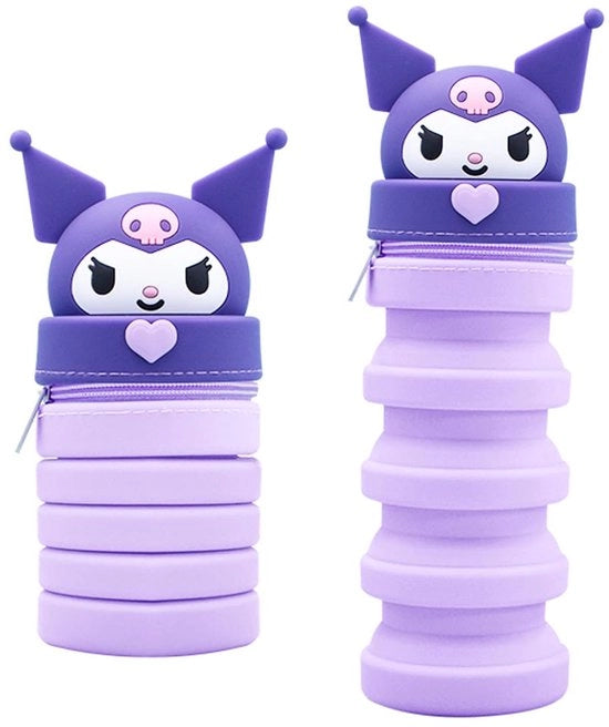 Etui 2-in-1 in silicone soffice, disegno pieghevole e spazievole, case per oggetti con design cartoon per scuola e viaggio, regalo per bambine e bambini - blu