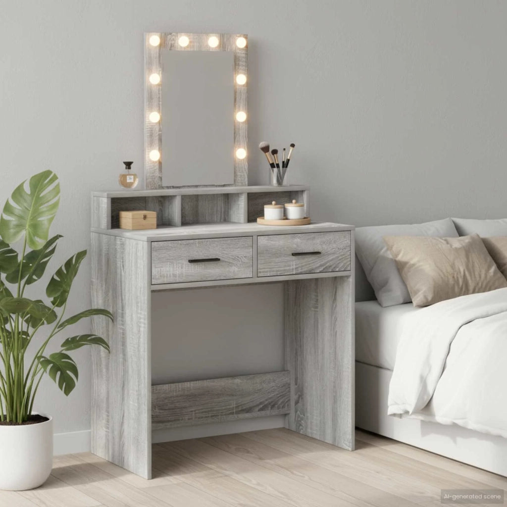 Toeletta | Tavolo da Trucco Grigio 79 x 41 x 140 cm Legno multistrato