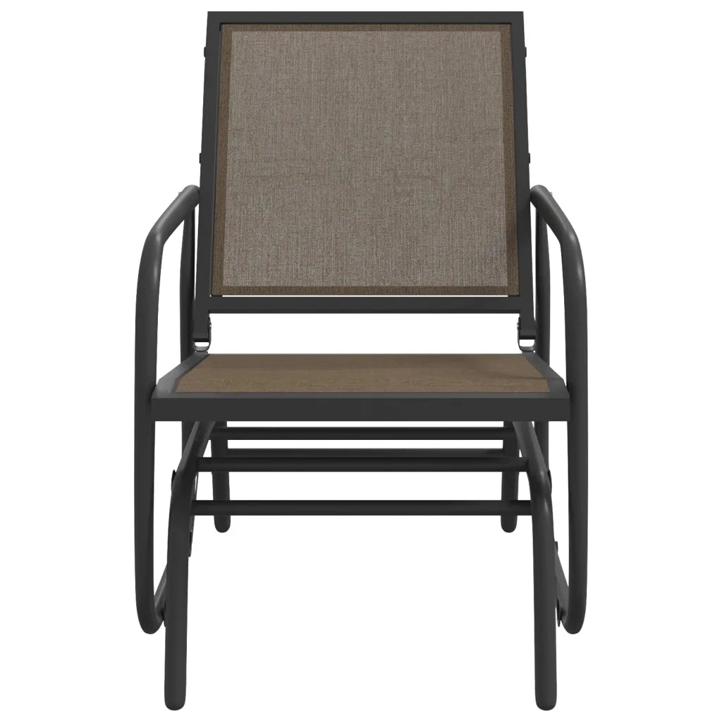 Sedia a Dondolo Giardino Marrone 61x76x87cm Textilene e Acciaio