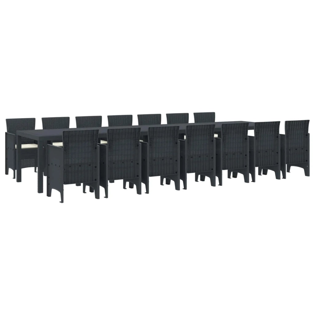 Set da pranzo da giardino con cuscini 15 pcs Antracite PP 3378796